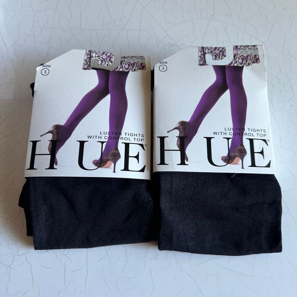 HUE Luster Tights with a control top feature lot of two NWT